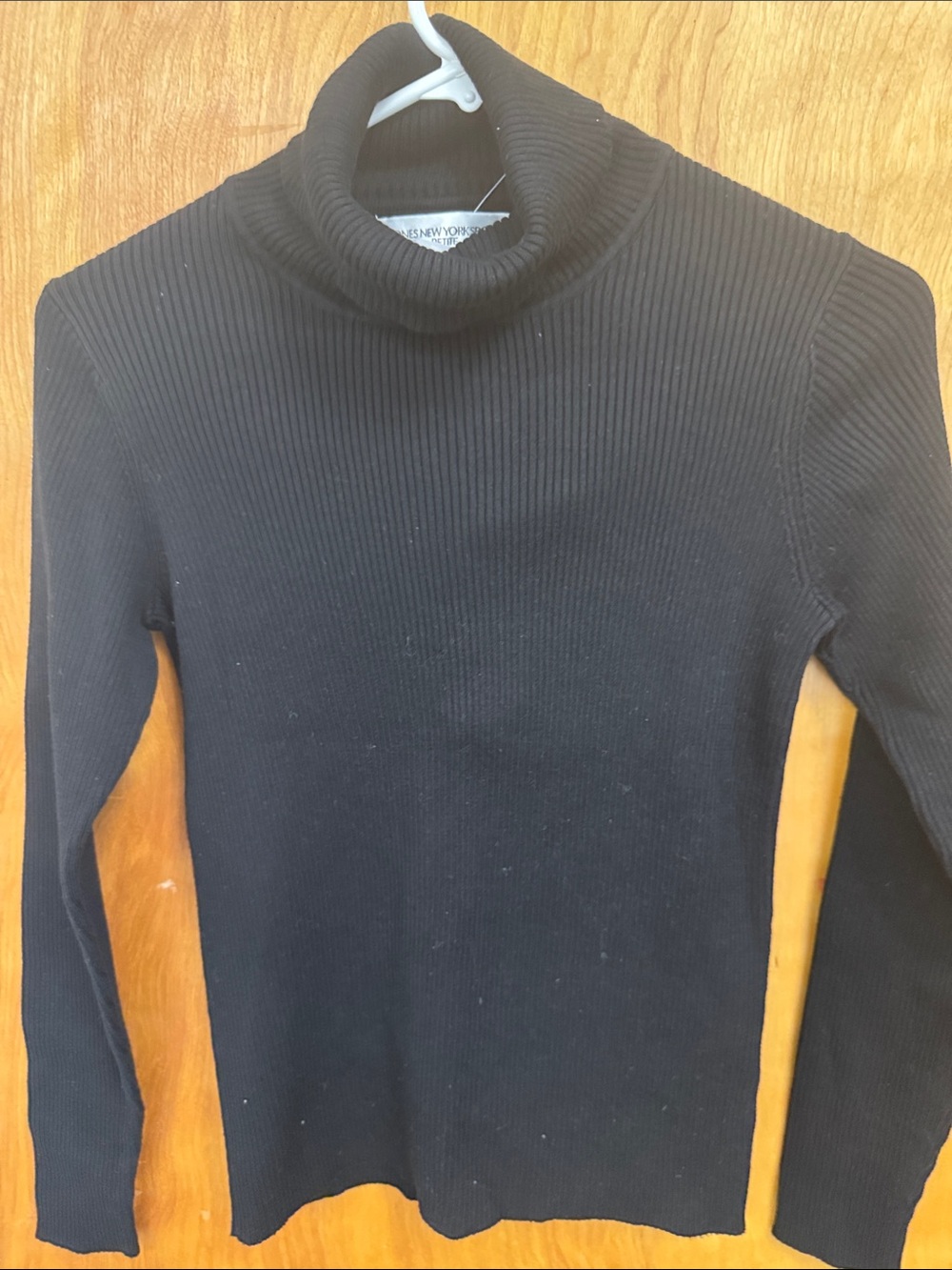 Jones New York Black Ribbed Turtleneck Sweater